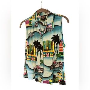 Vintage Harley Davidson Hawaiian 🌺 Top